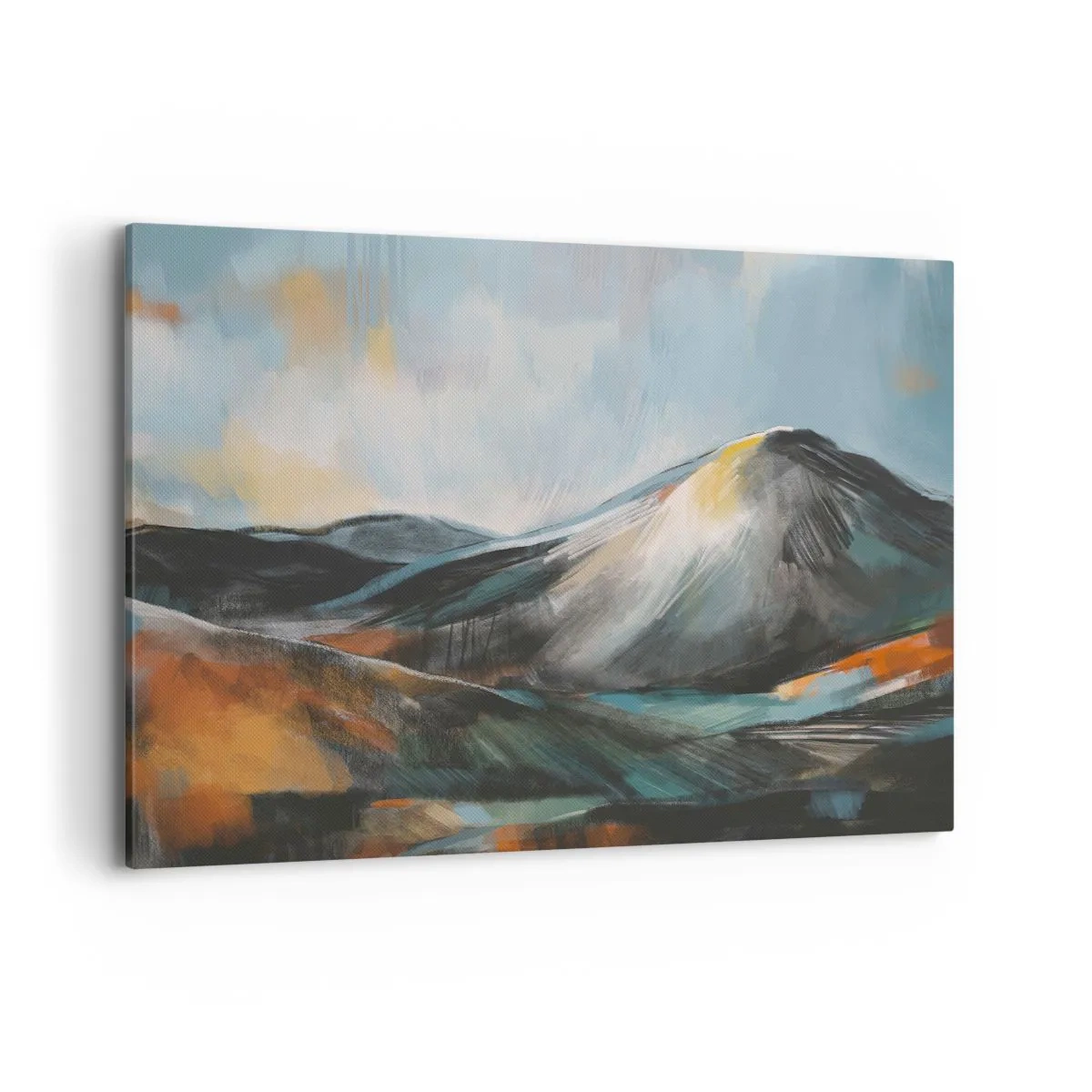 Impression sur toile - Image sur toile - Paysage de montagne abstrait aux tons chauds - 100x70cm - Brut et beau - Décoration murale moderne pour le salon et la chambre ARTTOR
