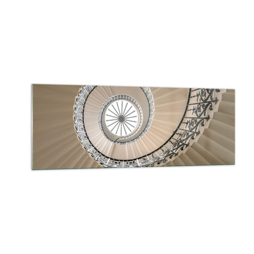 Impression sur verre - Image sur verre - Escalier en colimaçon dans une approche géométrique élégante - 140x50cm - À l'intérieur de la coquille - Décoration murale moderne pour le salon et la chambre ARTTOR