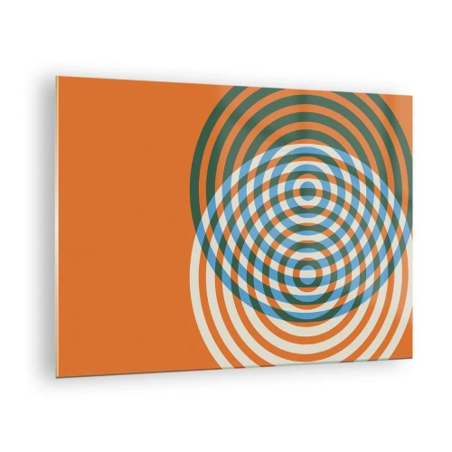 Impression sur verre - Image sur verre - Graphique géométrique abstrait avec des cercles concentriques - 70x50cm - Variation circulaire abstraite - Décoration murale moderne pour le salon et la chambre ARTTOR