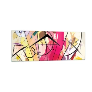 Impression sur verre - Image sur verre - Abstraction avec des lignes et des formes géométriques - 140x50cm - Explosion - Décoration murale moderne pour le salon et la chambre ARTTOR