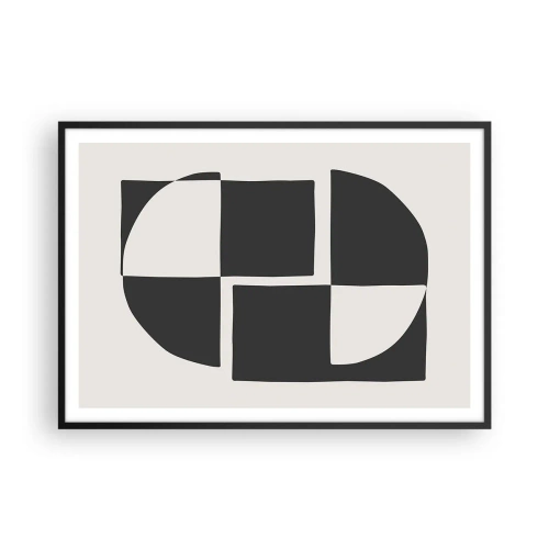 Affiche dans un cadre noir - Poster - Formes géométriques abstraites en noir et blanc - 100x70cm - Antithèse - Synthèse - Décoration murale moderne pour le salon et la chambre ARTTOR