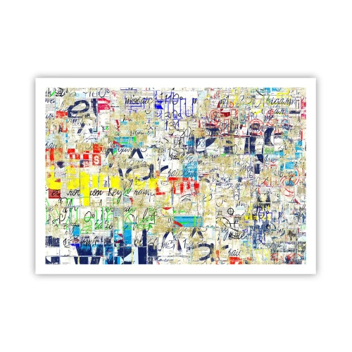 Affiche - Poster - Graffiti abstrait avec inscriptions et motifs colorés - 100x70cm - Ca fait juste plaisir aux yeux - Décoration murale moderne pour le salon et la chambre ARTTOR