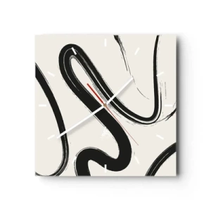 Horloge murale - Pendule murale - Fantaisie en noir et blanc - 40x40 cm