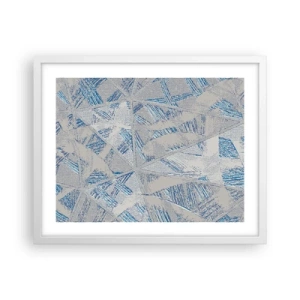 Affiche dans un cadre blanc - Poster - Dans un labyrinthe bleu-gris - 50x40 cm