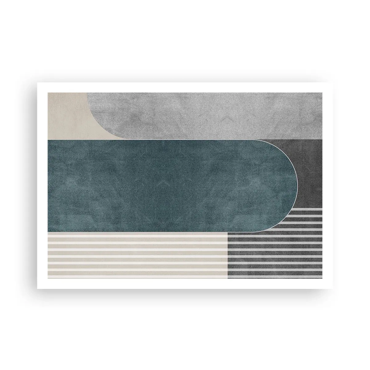 Affiche - Poster - Abstraction géométrique dans les tons de gris et de vert - 100x70cm - Composition de niveaux - Décoration murale moderne pour le salon et la chambre ARTTOR