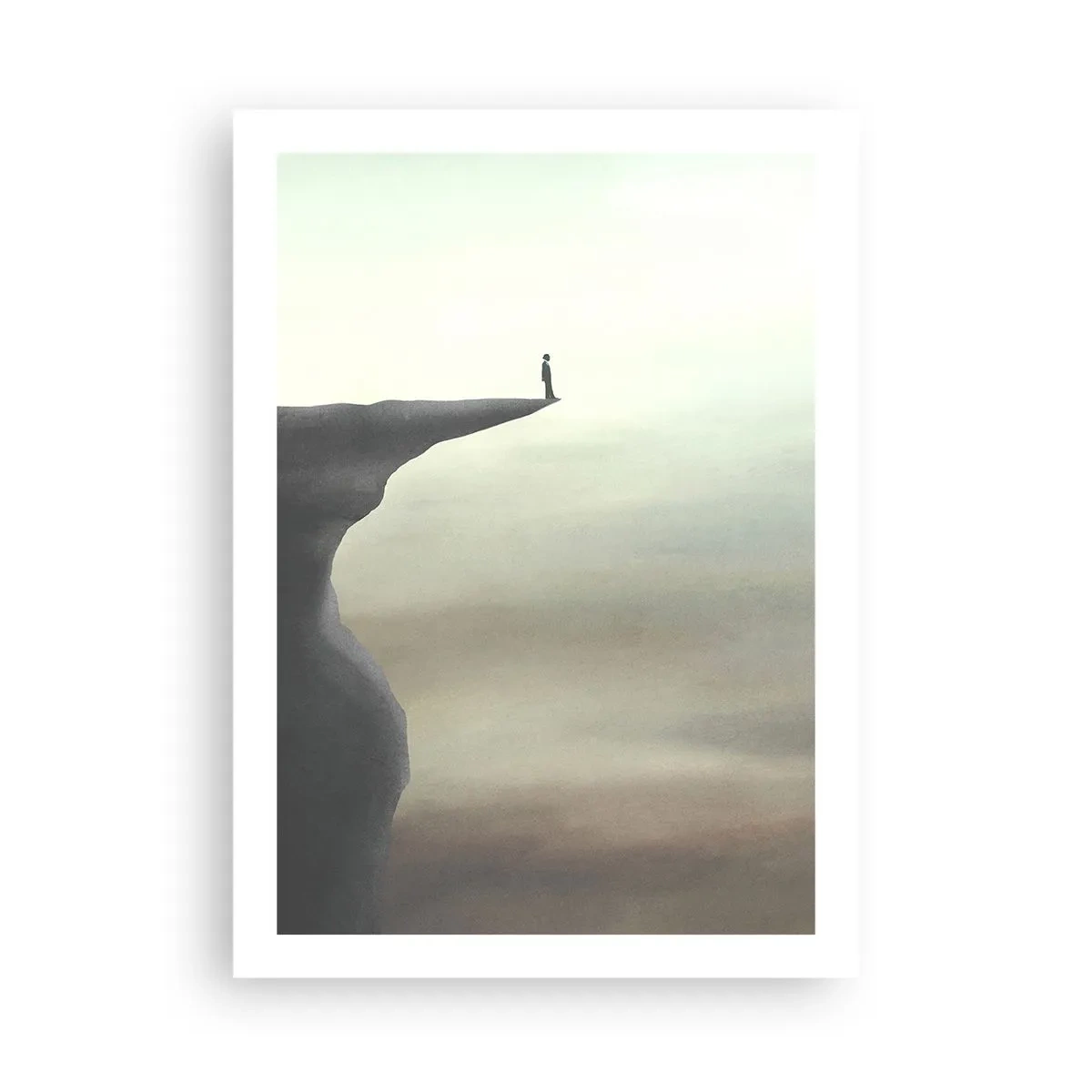 Affiche - Poster - Silhouette d'une femme debout au bord d'une falaise - 50x70cm - Tout en haut, bien entendu! - Décoration murale moderne pour le salon et la chambre ARTTOR