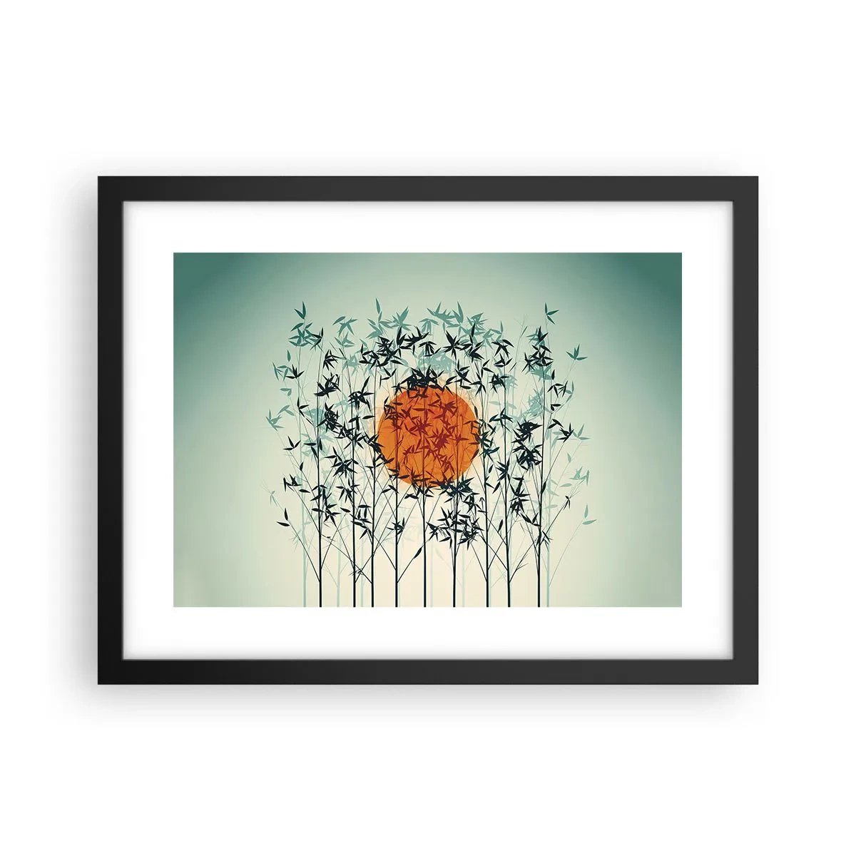 Affiche dans un cadre noir - Poster - Soleil japonnais - 40x30 cm