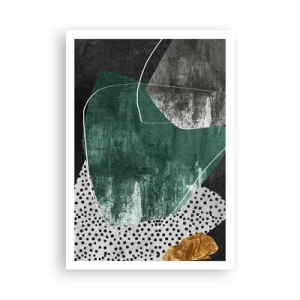 Affiche - Poster - Abstraction colorée avec feuille d'or - 70x100 cm