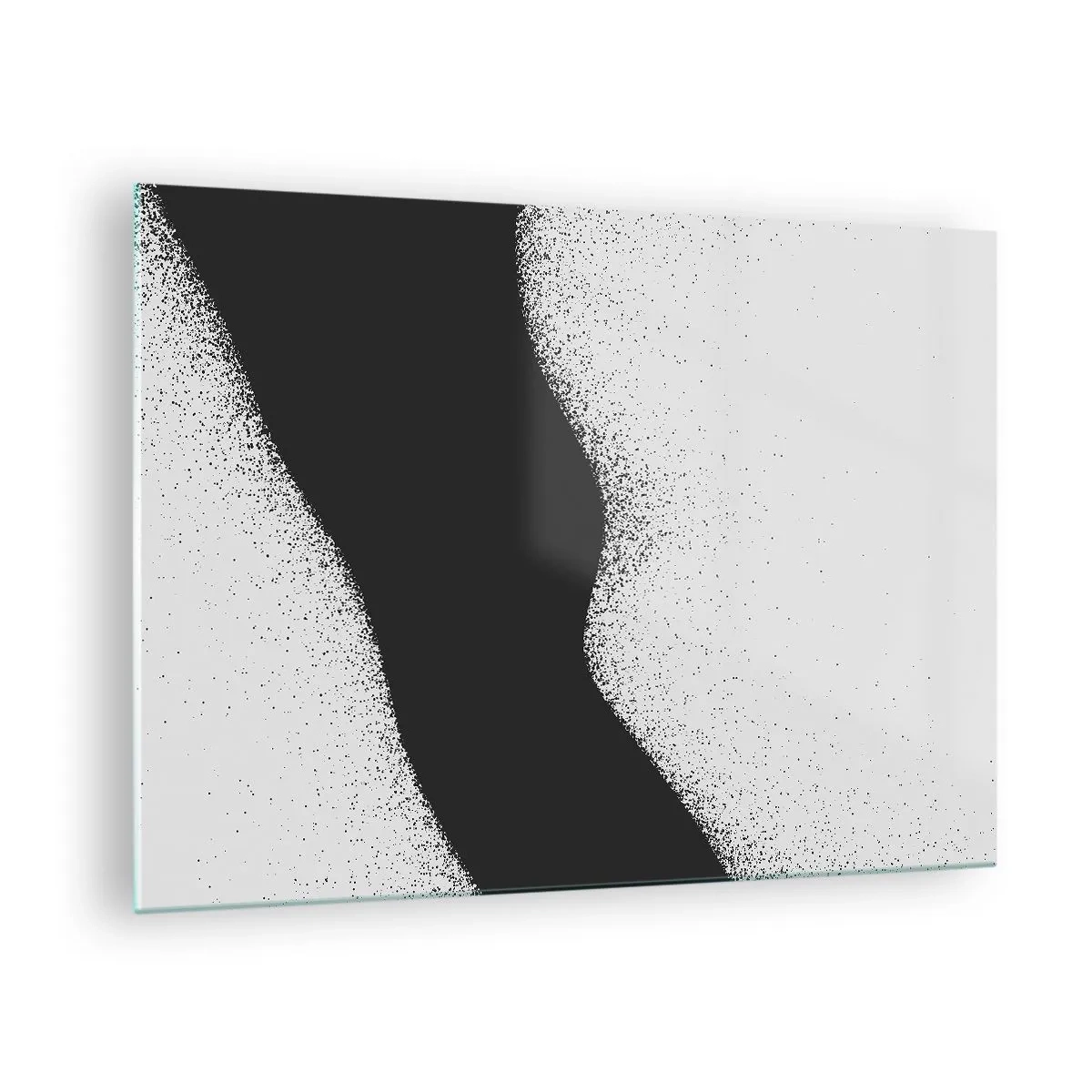 Impression sur verre - Image sur verre - Abstraction minimaliste en noir et blanc avec un dégradé de points - 70x50cm - Équilibre fluide - Décoration murale moderne pour le salon et la chambre ARTTOR