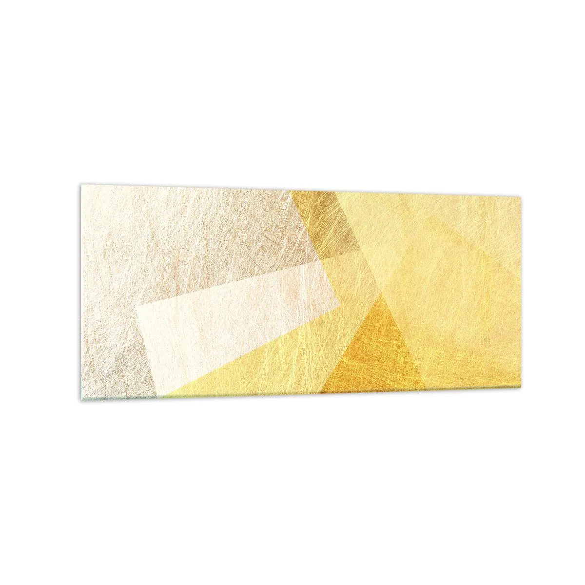 Impression sur verre - Image sur verre - Formes géométriques aux tons dorés et clairs - 120x50cm - Météo géométrique - Décoration murale moderne pour le salon et la chambre ARTTOR