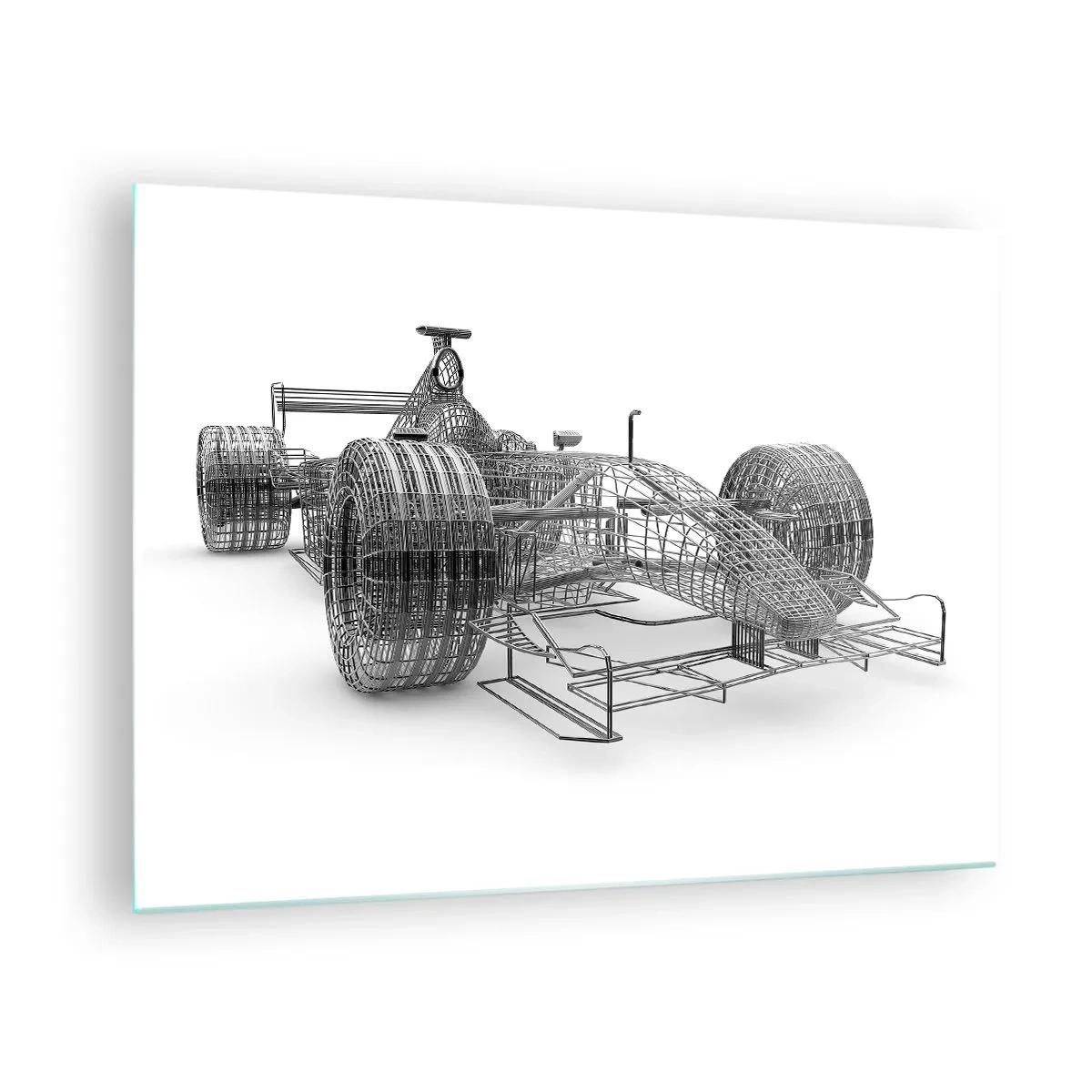 Impression sur verre - Image sur verre - Dessin technique de style 3D d'une voiture de course - 70x50cm - Design parfait - idée de course - Décoration murale moderne pour le salon et la chambre ARTTOR