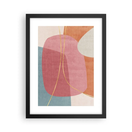 Affiche dans un cadre noir - Poster - Composition pastel au fil d'or - 30x40 cm