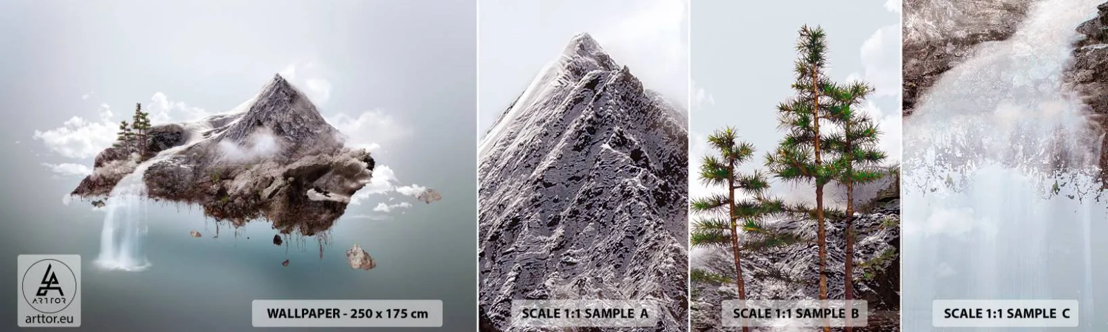 Échantillon de Papier Peint Autocollant Deluxe Sticker - L'oeil du surréaliste - Abstraction, Fantaisie, Île - 100x30 cm