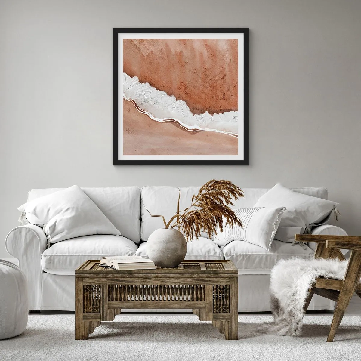 Affiche dans un cadre noir - Poster - Dans des couleurs de la terre - 50x50 cm