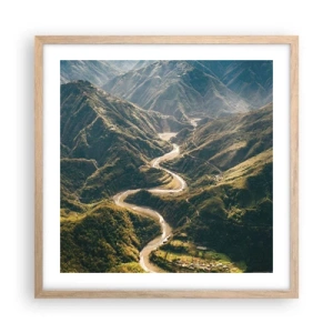 Affiche dans un chêne clair - Poster - Directement du coeur des montagnes - 50x50 cm