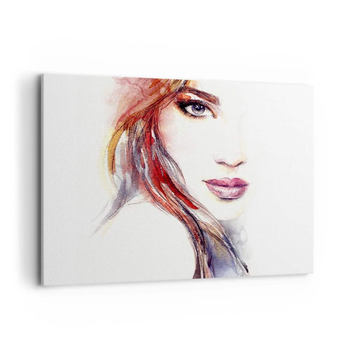 Impression sur toile - Image sur toile - Une aquarelle subtile du visage d'une femme au regard expressif. - 100x70cm - Vademecum - suivez-moi - Décoration murale moderne pour le salon et la chambre ARTTOR