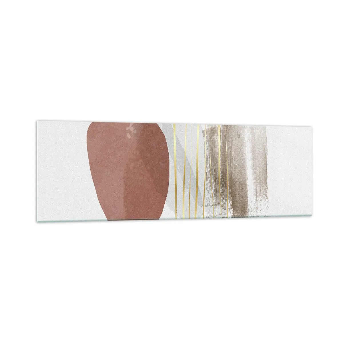 Impression sur verre - Image sur verre - Composition abstraite dans les tons beige et or - 160x50cm - Colonnade abstraite - Décoration murale moderne pour le salon et la chambre ARTTOR
