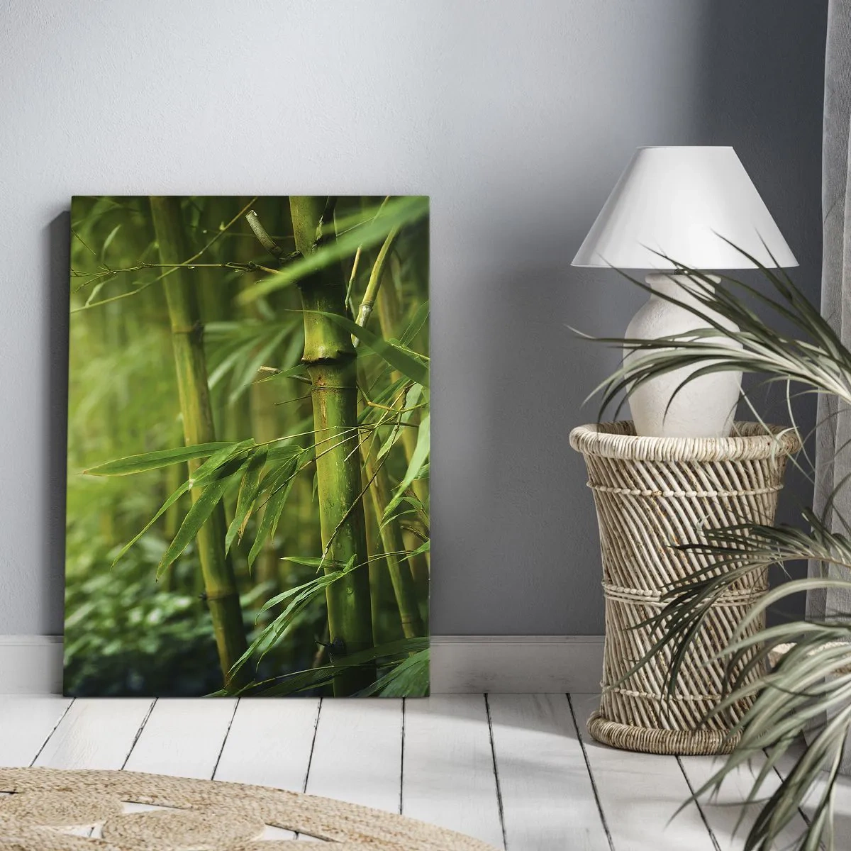 Impression sur toile - Image sur toile - Forêt de bambous verts dans une lumière douce - 50x70cm - Apprenez à connaître le vert lui-même - Décoration murale moderne pour le salon et la chambre ARTTOR