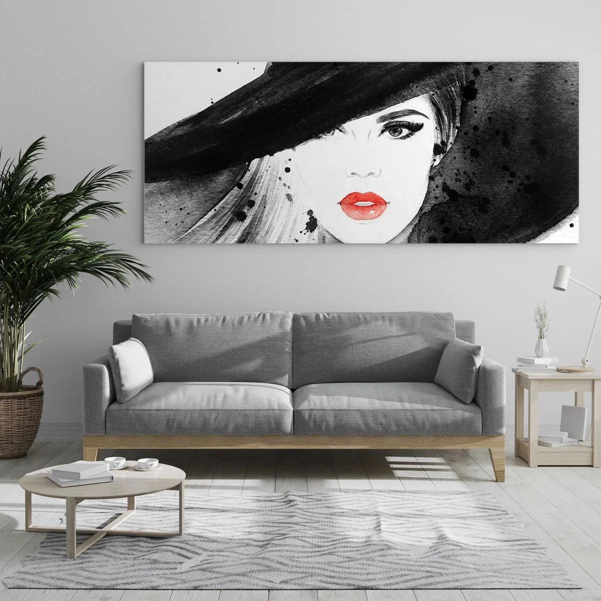 Impression sur verre - Image sur verre - Dame en noir - 100x40 cm