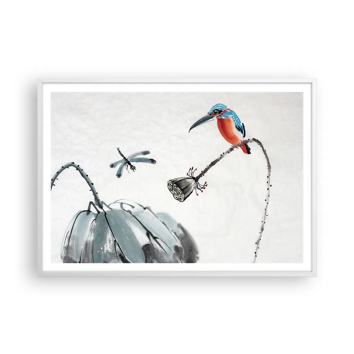 Affiche dans un cadre blanc - Poster - La vie du champ - 100x70 cm