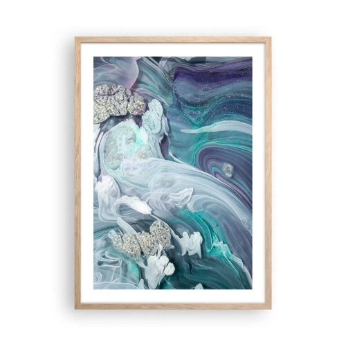 Affiche dans un chêne clair - Poster - Courants bleus - 50x70 cm