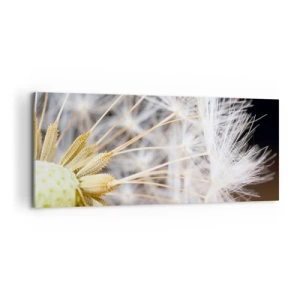 Impression sur toile - Image sur toile - Photographie macro d'un pissenlit aux graines délicates - 120x50cm - Juste avant le départ - Décoration murale moderne pour le salon et la chambre ARTTOR