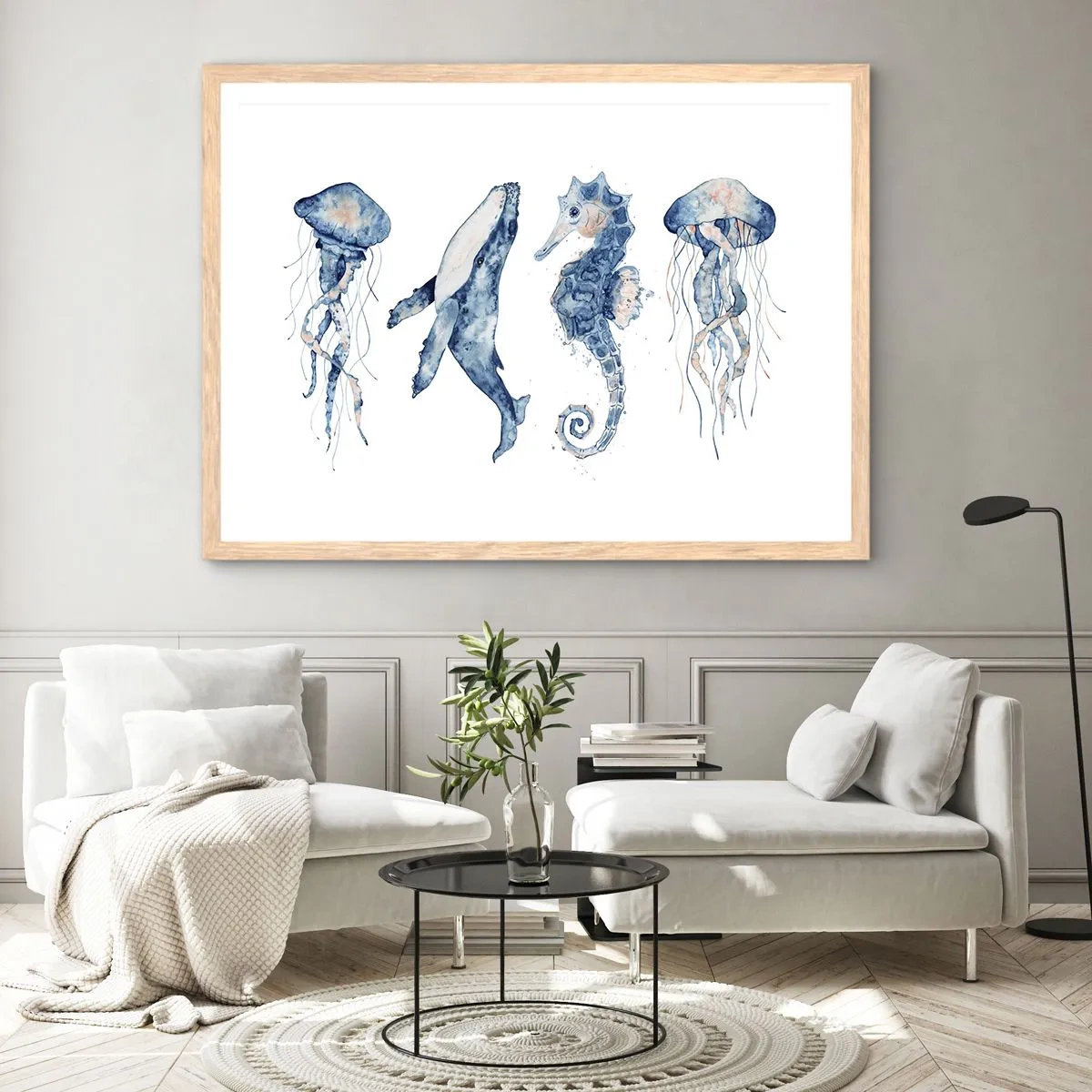 Affiche dans un chêne clair - Poster - Merveilles de la mer - 50x40 cm