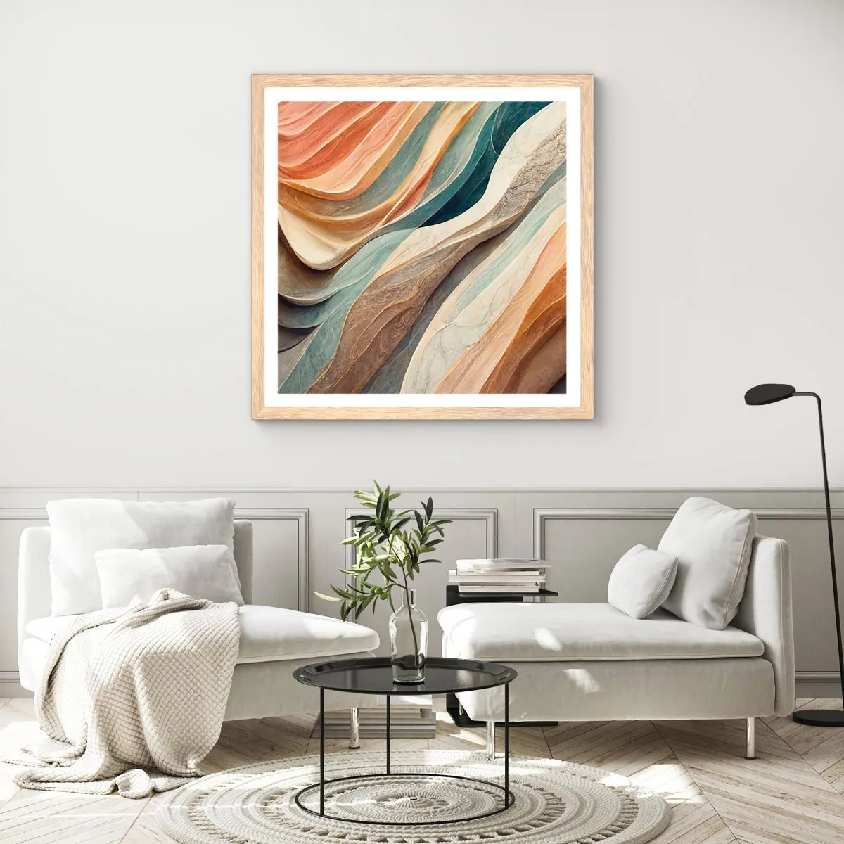 Affiche dans un chêne clair - Poster - Le moment avant le changement - 50x50 cm