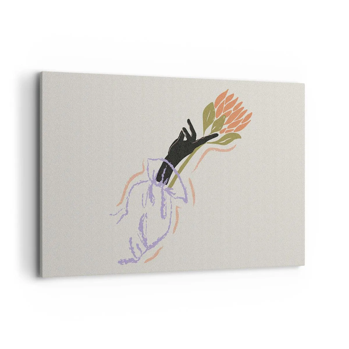 Impression sur toile - Image sur toile - Un bouquet de fleurs minimaliste au style délicat - 120x80cm - Touche fraternelle - Décoration murale moderne pour le salon et la chambre ARTTOR