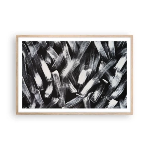 Affiche dans un chêne clair - Poster - L'abstraction dans l'esprit industriel - 91x61 cm