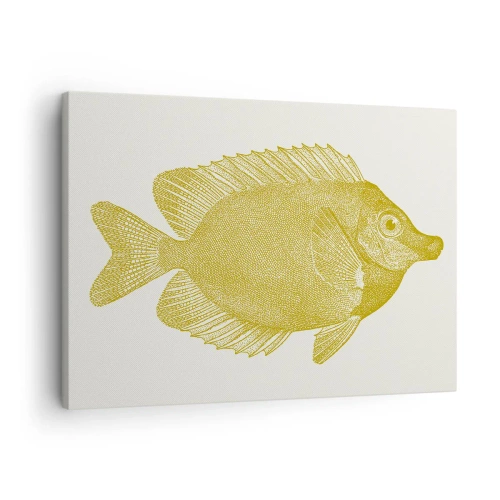 Impression sur toile - Image sur toile - Poisson rouge vintage sur fond clair - 70x50cm - Du poisson et c'est tout - Décoration murale moderne pour le salon et la chambre ARTTOR