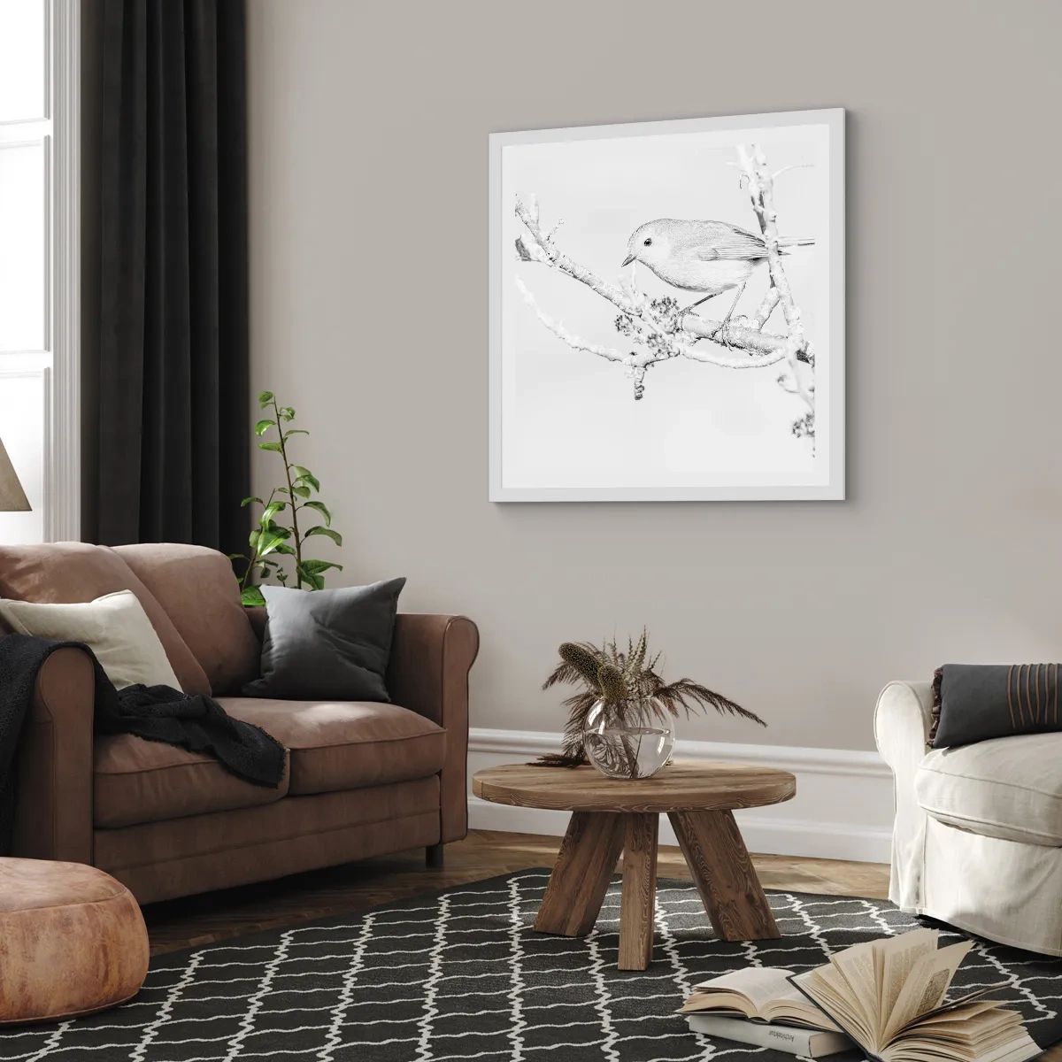 Affiche dans un cadre blanc - Poster - Matin d'hiver - 60x60 cm