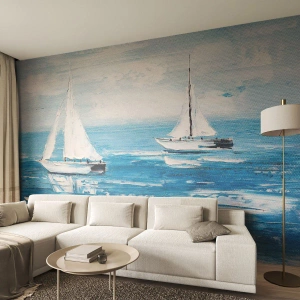 Papier peint sur mesure Autocollant Deluxe - Avec un ami à mes côtés - Paysage, Voiliers, Nautique