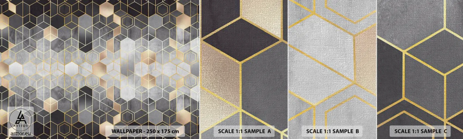 Échantillon de Papier Peint Premium Canvas - Composition de diamants - Abstraction, Morceau, Graphique - 100x30 cm