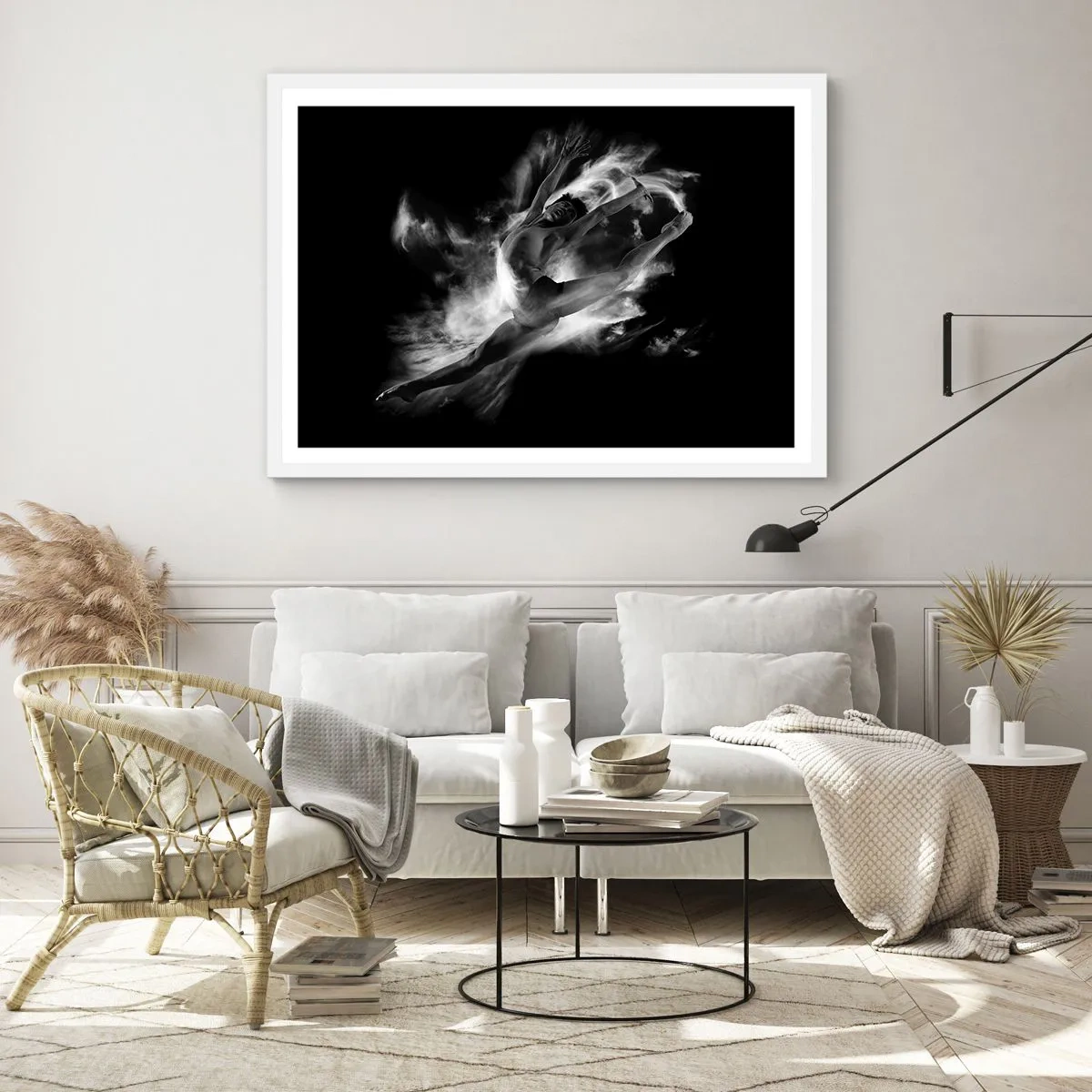 Affiche dans un cadre blanc - Poster - Coincé en l'air - 100x70 cm