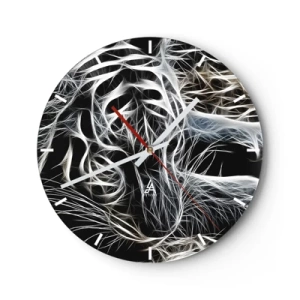 Horloge murale - Pendule murale - Visualisation abstraite des moustaches de chat aux couleurs néon - 30x30cm - Une étude de la légèreté du chat - Décoration murale moderne pour le salon, la cuisine et la chambre ARTTOR