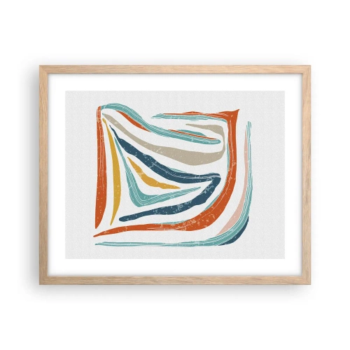 Affiche dans un chêne clair - Poster - Abstraction avec un sourire amical - 50x40 cm