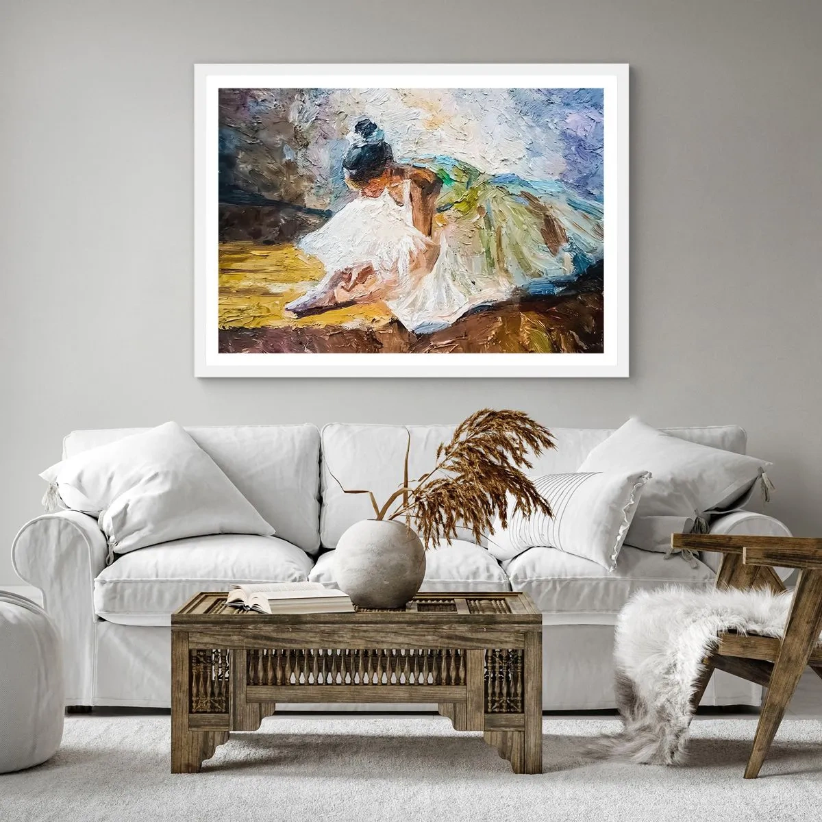 Affiche dans un cadre blanc - Poster - D'après un tableau de Degas - 30x30 cm