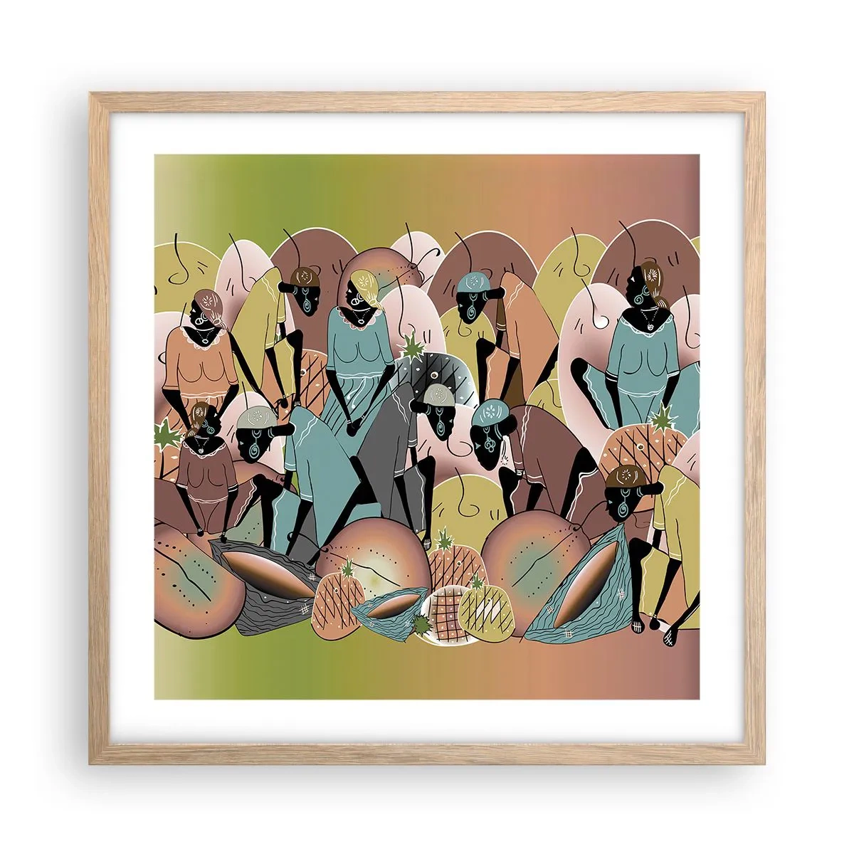 Affiche dans un chêne clair - Poster - De grandes fêtes arrivent - 50x50 cm