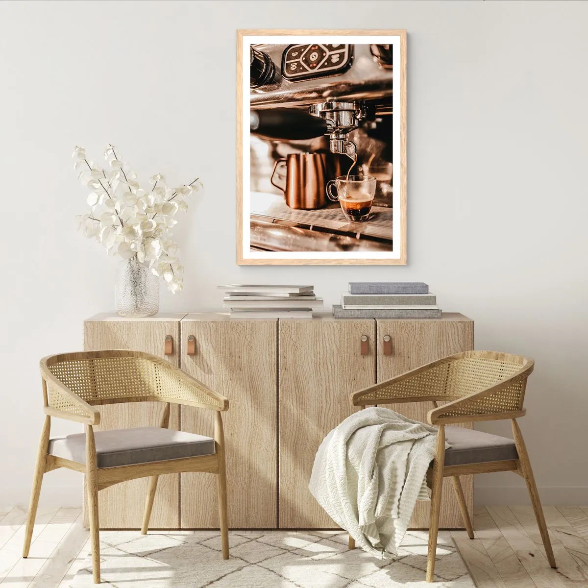Affiche dans un chêne clair - Poster - Lueur de café - 70x100 cm