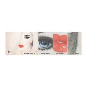 Échantillon de Papier Peint Premium Canvas - Il hypnotise et enivre - Portrait d'une femme, Visage de femme, lèvres rouges - 100x30 cm