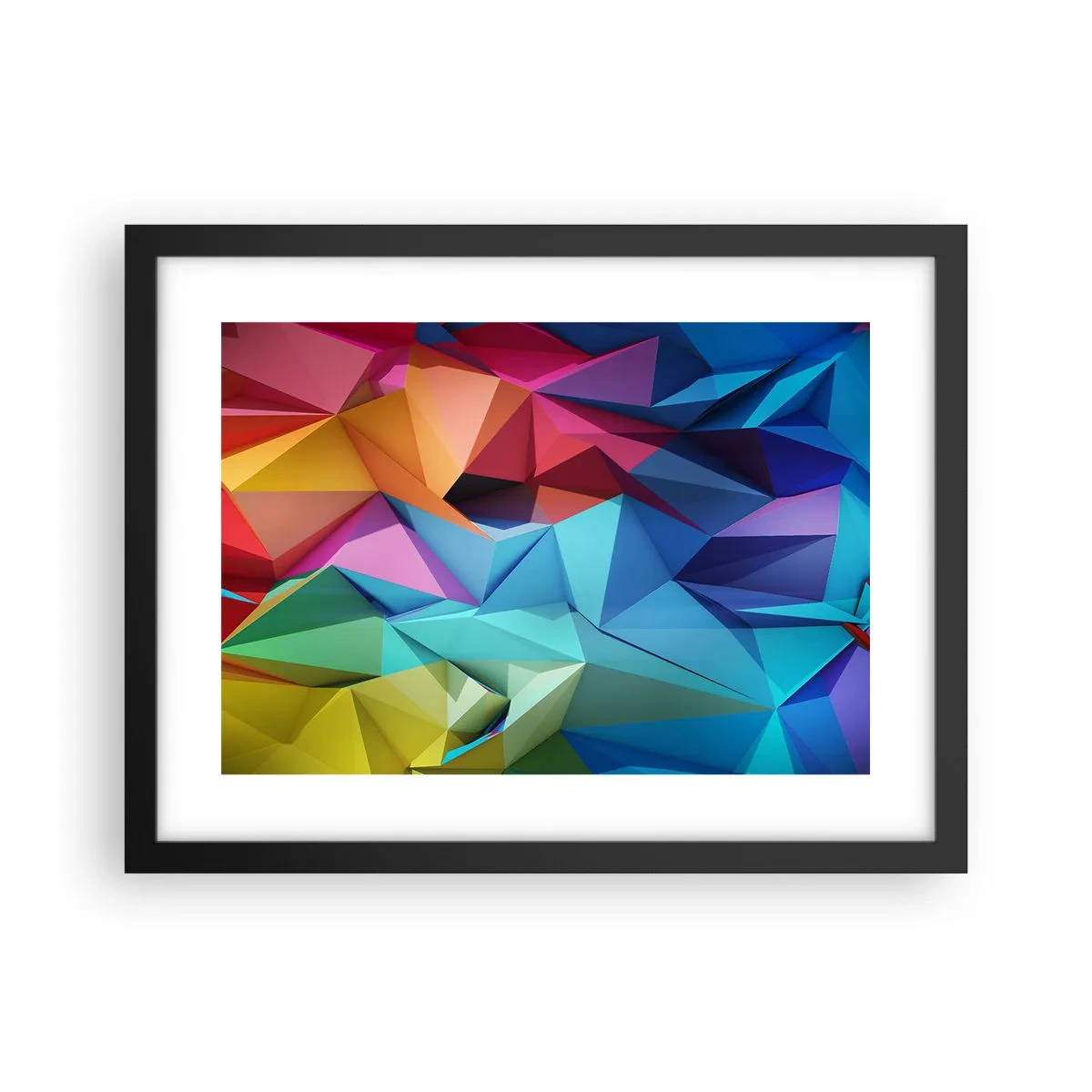 Affiche dans un cadre noir - Poster - Origami arc-en-ciel - 40x30 cm