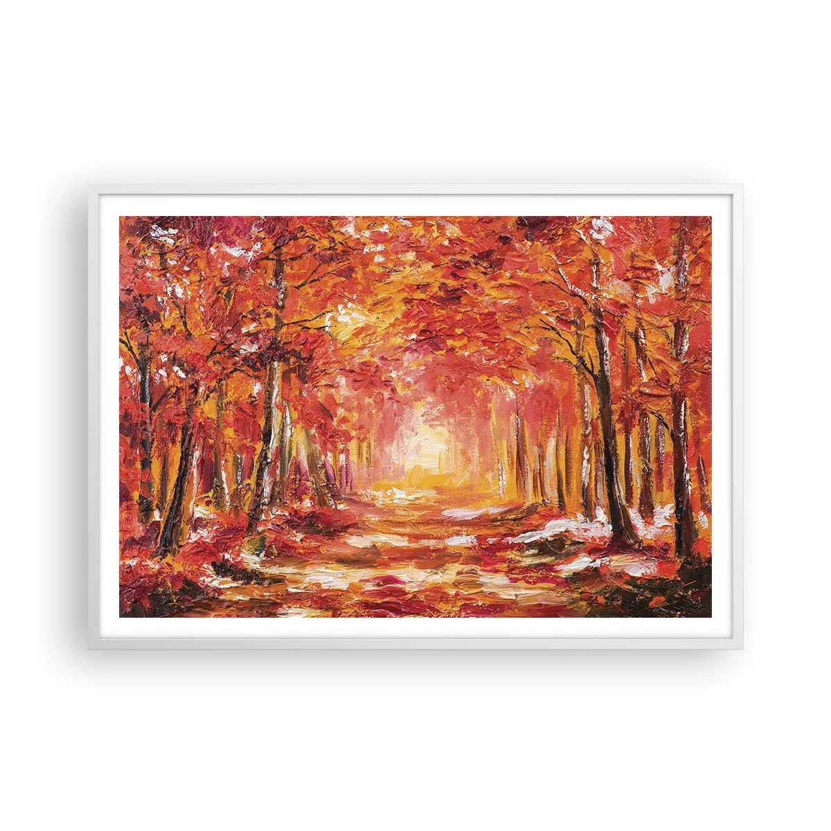 Affiche dans un cadre blanc - Poster - Forêt de cuivre - 100x70 cm