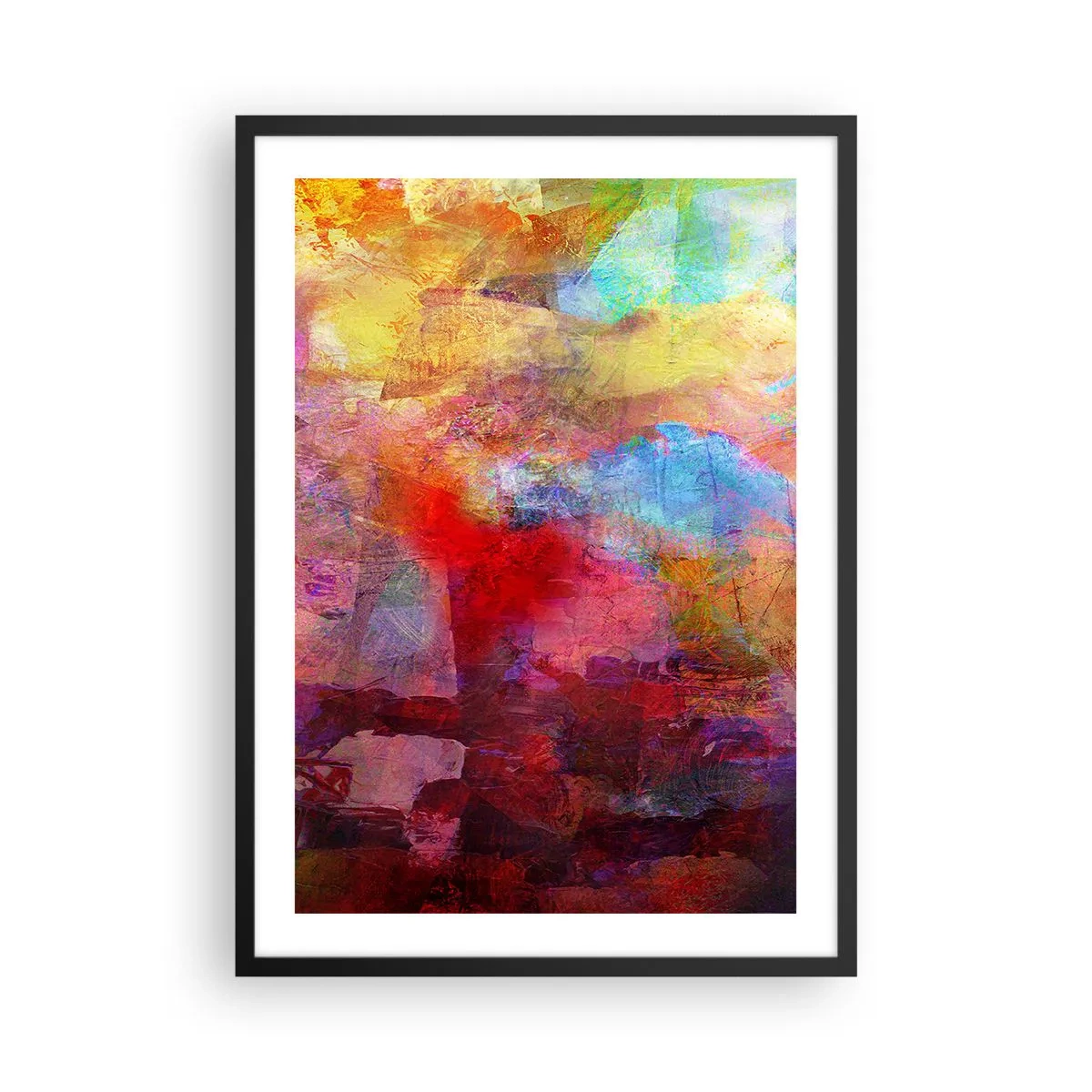 Affiche dans un cadre noir - Poster - Compositions abstraites pleines de couleurs et de dynamique - 50x70cm - Regardez à l'intérieur de l'arc-en-ciel - Décoration murale moderne pour le salon et la chambre ARTTOR