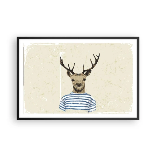 Affiche dans un cadre noir - Poster - Parce que j'aime les chemises rayées - 91x61 cm