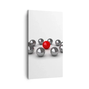 Impression sur toile - Image sur toile - Un cercle en argent et rouge - 45x80 cm