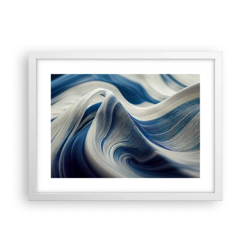 Affiche dans un cadre blanc - Poster - La fluidité du bleu et du blanc - 40x30 cm