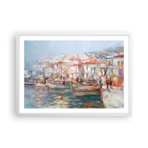 Affiche dans un cadre blanc - Poster - Vacances pastelles - 70x50 cm