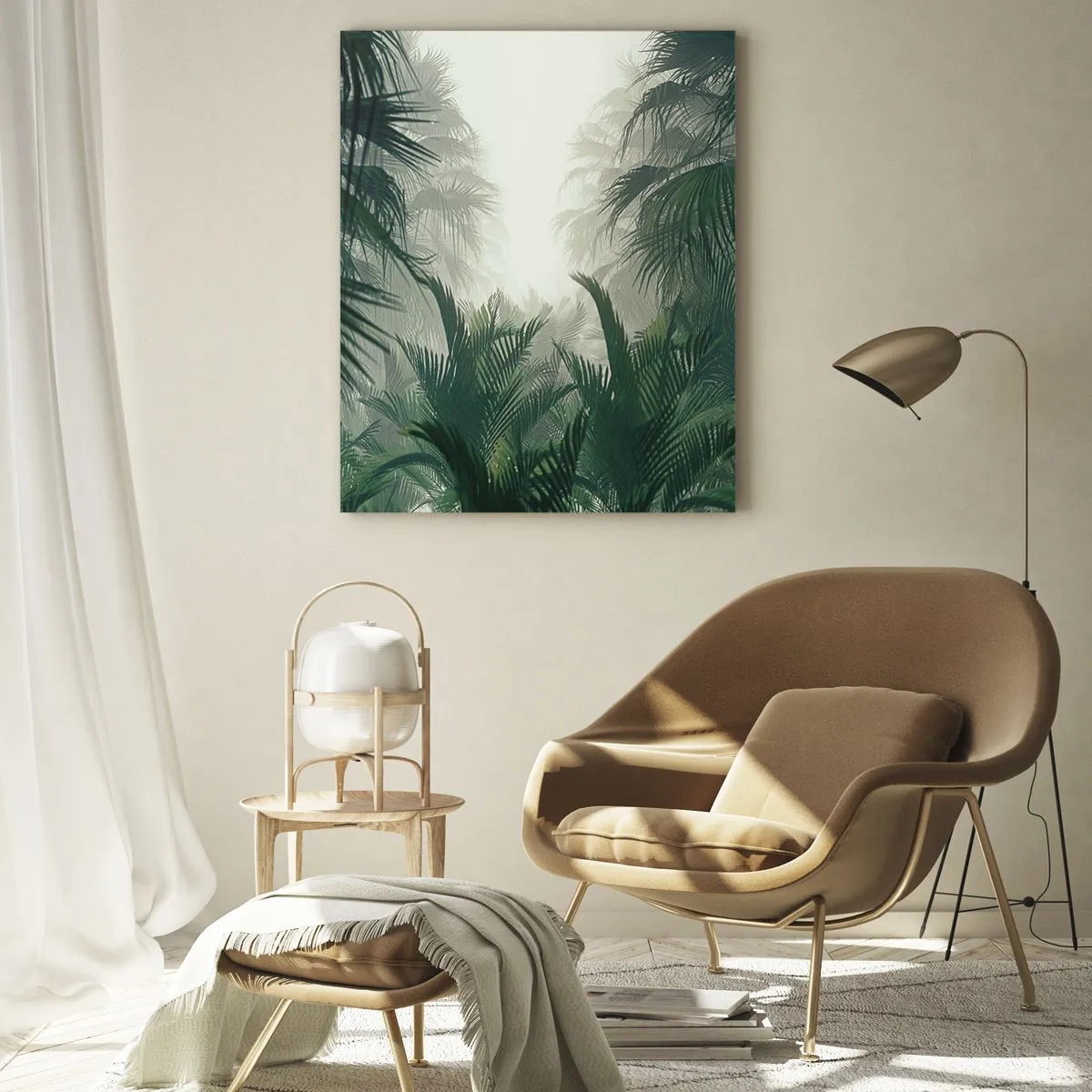 Impression sur verre - Image sur verre - Végétation tropicale dans un épais brouillard de forêt tropicale - 80x120cm - Secret tropical - Décoration murale moderne pour le salon et la chambre ARTTOR