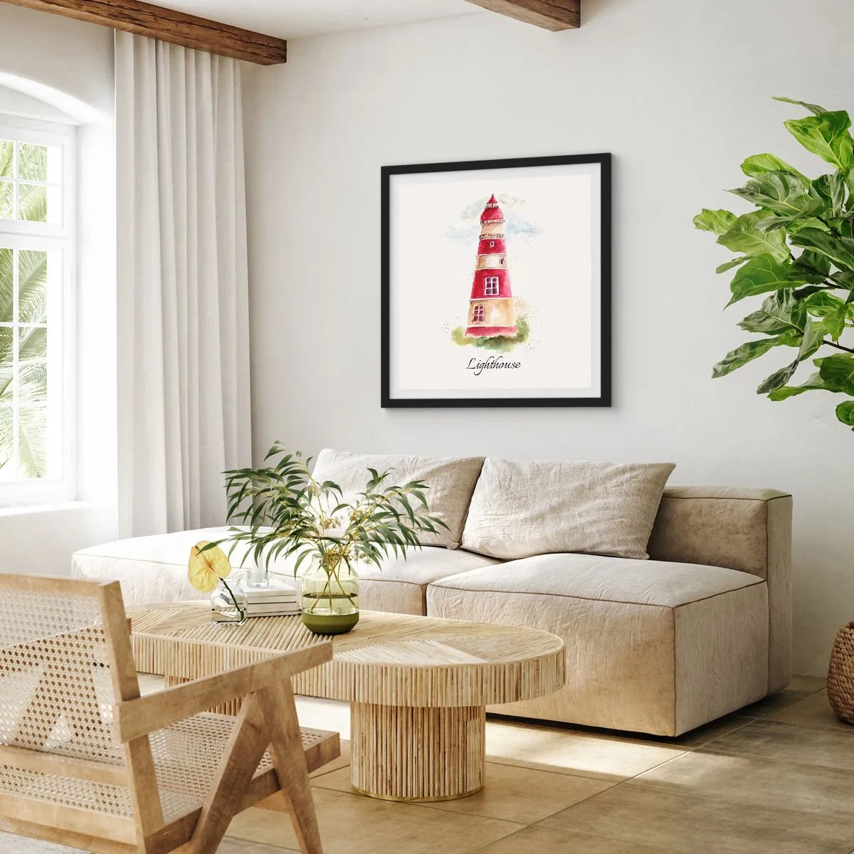 Affiche dans un cadre noir - Poster - Il y a toujours beau temps autour - 60x60 cm